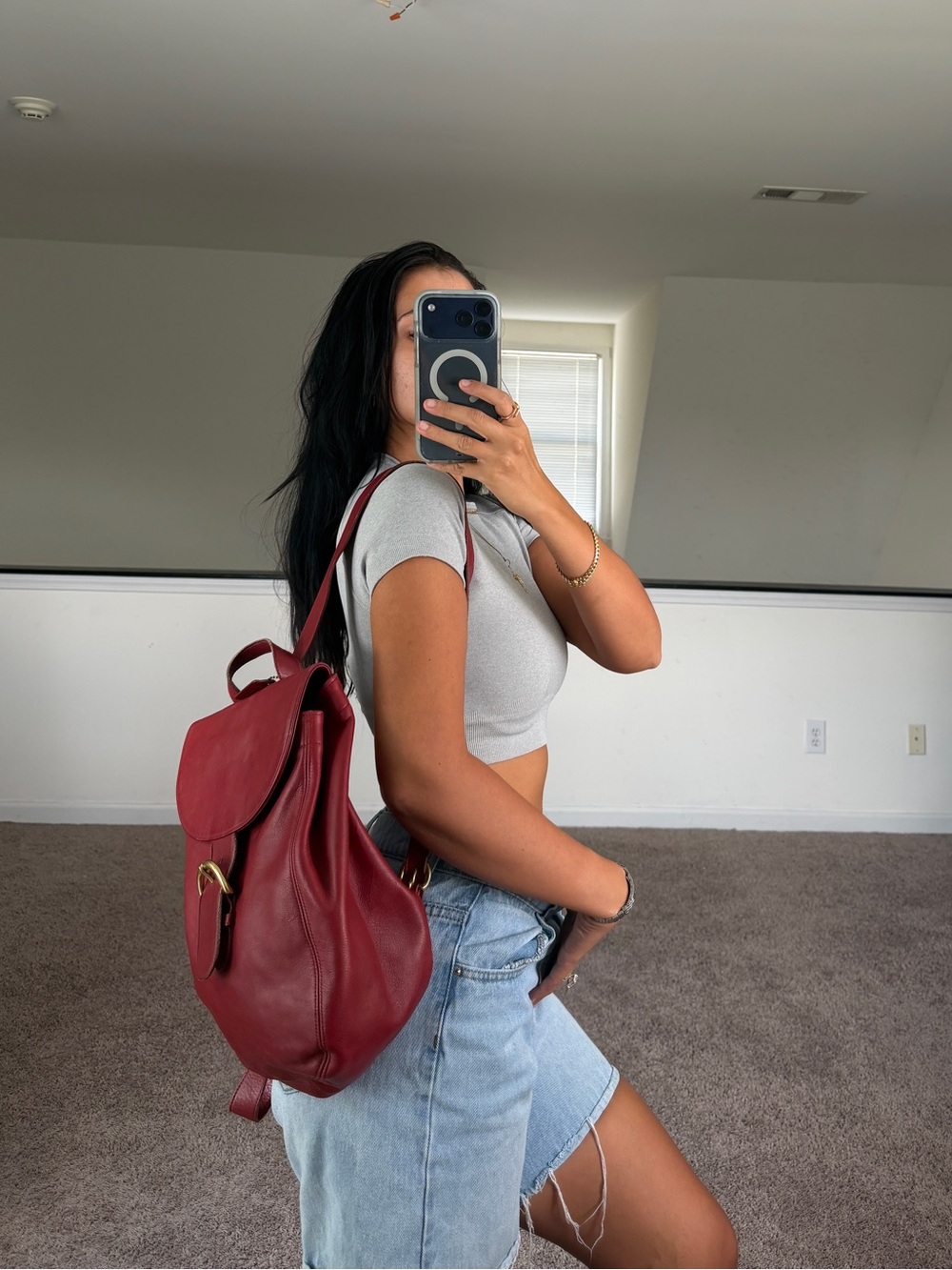 Vintage COACH 4134 Red Leather Backpack Women's Handle Gold Hardware Authentic - Picture 1 of 10